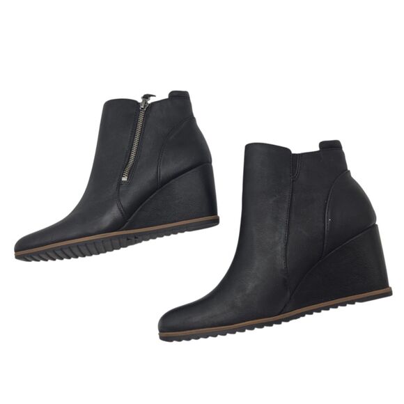 Soul Naturalizer Haley Women 9.5M Black Wedge Ankle Booties Zip Nubuck Style NEW - Picture 10 of 15